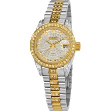 Akribos Xxiv Ak487ttg Diamond Quartz Bracelet Womens Watch