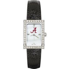 Alabama crimson tide women's allure black leather strap watch