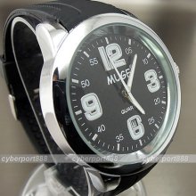 Analog Quartz Hours Clock Best Dial Date Black Rubber Unisex Wrist Watch Wg087