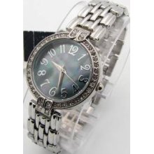 Anne Klein Women's 10/9637GMSV Swarovski Crystal Round Dial Watch