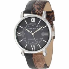 Anne Klein Women's AK-1145BMBK Black Calf Skin Quartz Watch with