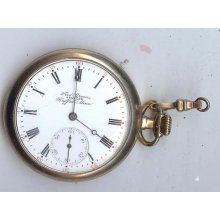 Antique Gold Tone Hamilton 17 Jewel Pocket Watch - Working .