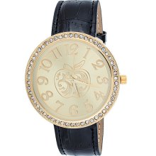 Apple Bottoms Women Ab Round Face Band Watch Black