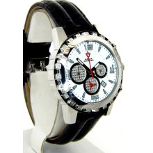 Aqua Master Black Band White Dial Chrono Diamond Mens Watch W151