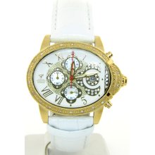 Aqua Master White Band White Dial Chrono Diamond Womens Watch W207 1