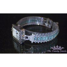 Aquamarine Birthstone Tennis Bracelet Watch-march B'day