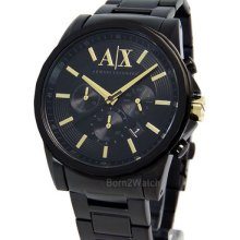 Armani Exchange Men Chronograph Black Ion Coated Steel 44mm Ax2094