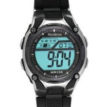 Armitron Digital Chronograph Watch W/ Black Resin Strap & 2 Time Zones