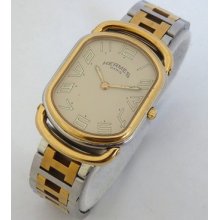 Authentic Men's Hermes Rallye Watch Ss/18kgp. Good Condition Reasonably Priced.