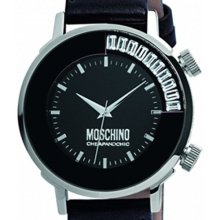 Authentic Moschino Chic & Cool Black Leather Strap Dress Watch Mw0249