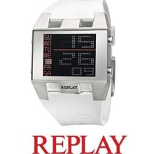 Authentic Replay Watch Metropolin Digtial White Silicon + Extra White Strap