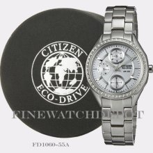 Authentic Women's Citizen Eco-drive Stainless Steel Watch Fd1060-55a