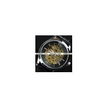 Automatic Fashion Watch Mens Mechanical CHRO Gold Skeleton Black Y333