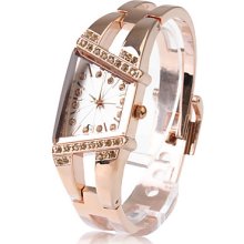 Automatic Fashionable PC Bracelet Watch with Gold Alloy Band