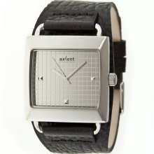 Axcent Mens Loud Stainless Watch - Black Leather Strap - Silver Dial - AXTX80202-647