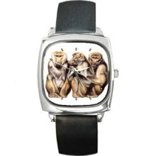 Baboon Monkeys Art Unisex Square Wrist Watch