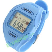 Baby Blue Digital LCD Plastic Wrist Sports Alarm Quartz Watches