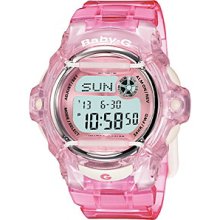 Baby-G Jelly Pink Resin Digital Watch with Translucent Pink Band