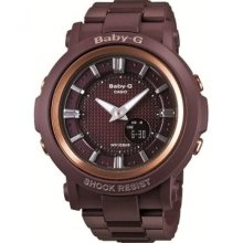 Baby-G Women's Quartz Watch With Brown Dial Analogue - Digital Display And Brown Resin Bracelet Bga-301-4Aer