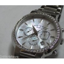 Beautiful Ladies Rotary `diamantes` Chronograph Watch..lb02846/07.. Rrp Â£199