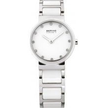 Bering Time 10729-754 Ladies Ceramic White Silver Watch Rrp Â£189