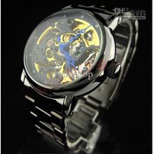 Black Automatic Mechanical Watch Watches Stainless Steel Wristwatch