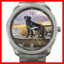 Black Labrador Retriever Dogs Pet Silvertone Sports Metal Watch 170