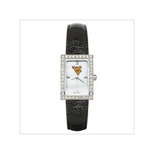 Black Leather West Virginia University Watch - Cz Frame