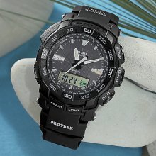 Black Round/Resin Strap Watch by Casio