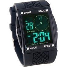 Black Square Dial Plastic Band Sports Watch