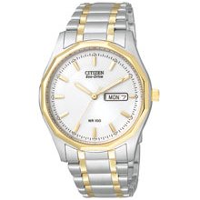 BM843458A -- Citizen Mens Eco-Drive Stainless Steel Watch w/White round dial BM8434-58A BM8434-58A