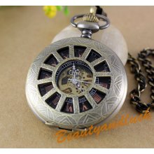 Brass Hollow Case Unisex Mechanical Pocket Watch