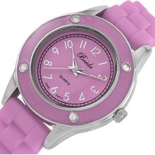 Breda Ladies Watch with Purple Rubber Strap and Purple Dial - Stainless Steel