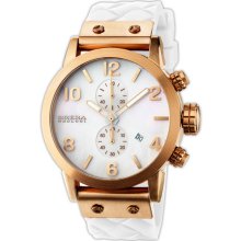 Brera 'Isabella' Round Chronograph Silicone Strap Watch White/ Rose Gold