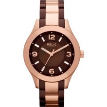 Bristal Rose Gold-Tone and Brown Ceramic Bracelet Watch