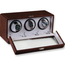 Brown Faux Leather 3-Turntable Watch Winder