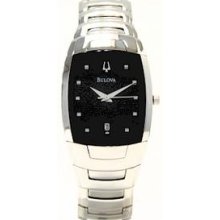 BULOVA 96G46 MEN S STAINLESS STEEL BLACK DIAL WATCH