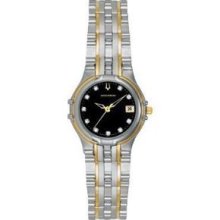 Bulova Accutron Vera Cruz Two-tone Women's Diamond Black Dial Watch 28p01