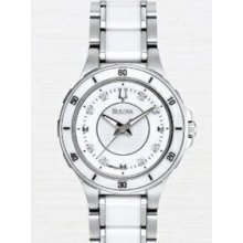 Bulova Amboise Ladies` Stainless Steel Ceramic 8 Diamond Dress Watch