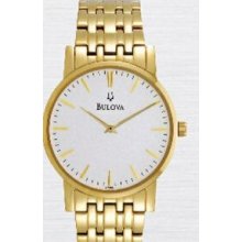 Bulova Men`s Gold-tone Stainless Steel Round Dial Dress Watch