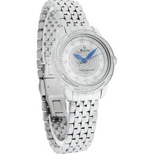 Bulova Precisionist Diamond Ladies MOP Stainless Steel Quartz Dress Watch 96R154