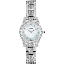 Bulova Stainless Steel Dress Swarovski Crystal Crystal Bezel Link Watch - 96l149