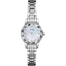 Bulova Women's Diamond Faceted White Dial Quartz Watch 96p130