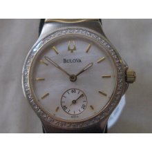 Bulova Women's Mother Of Pearl Diamond Two Tone Watch 98w12