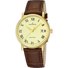 Candino Men's Quartz Watch With Gold Dial Analogue Display And Brown Leather Strap C4489/4