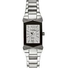 Caravelle Ladies` 8 Diamond Rectangular Dial Dress Watch