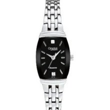 Caravelle Ladies` Black Tonneau Dial 2 Diamond Dress Watch