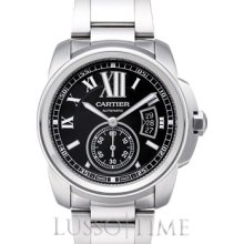 Cartier Calibre Large Stainless Steel Bracelet Black Men's Watch - W7100016