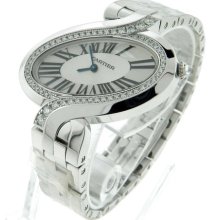 Cartier Delices De Cartier White Gold Ladies Diamond Watch Silver Face WG800007