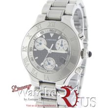 Cartier Must 21 Chronoscaph W10172t2 Stainless Steel Grey Dial